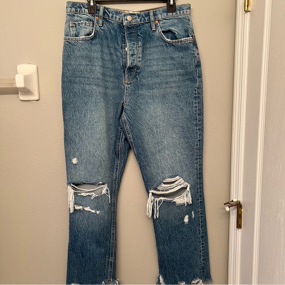 We The Free Button Fly Tapered Baggy Boyfriend Jeans Sz 31 or 12